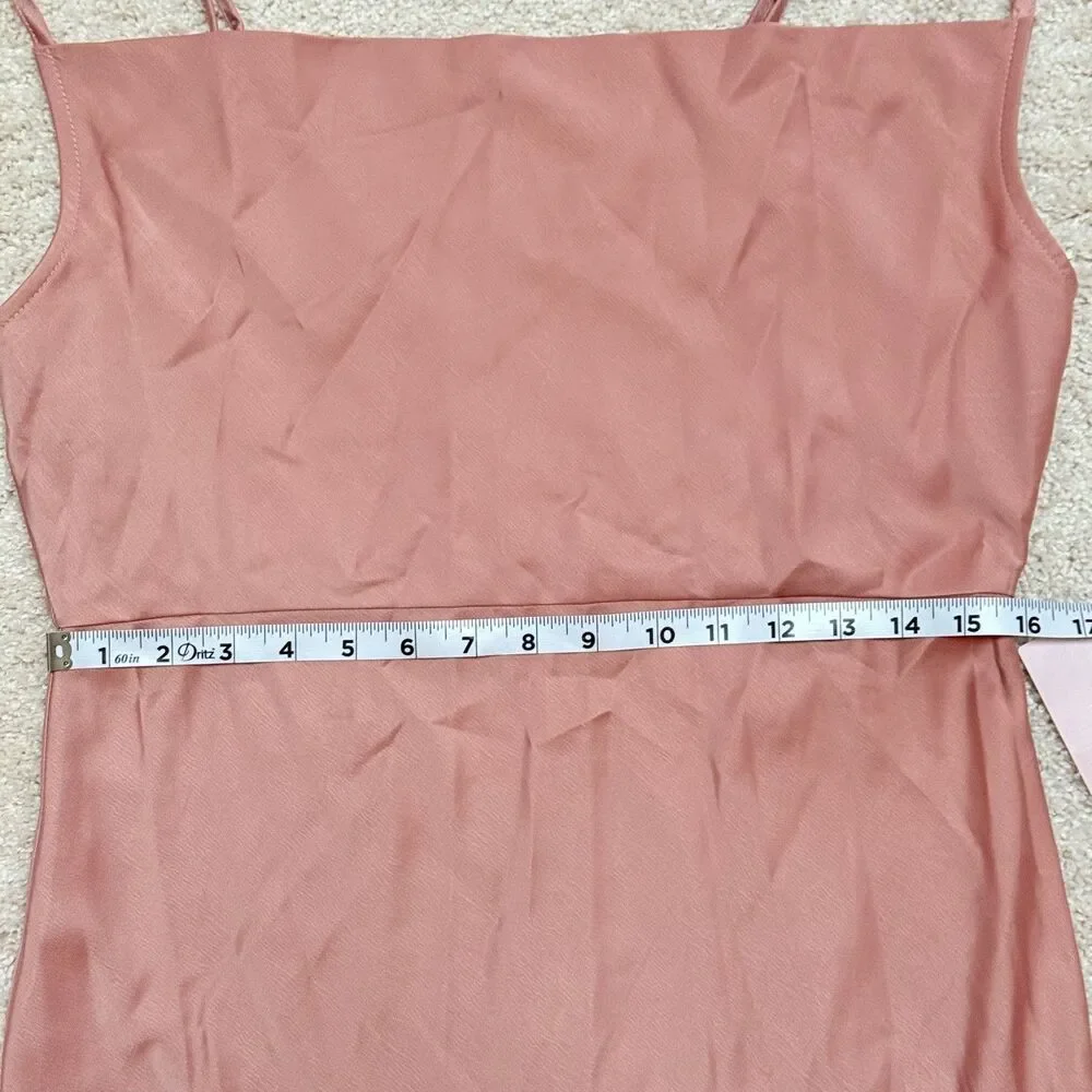 NWT BHLDN Cowl Neck Maxi Side Slit Slip Dress Dusty Rose Orange Pink 10 - Picture 10 of 12